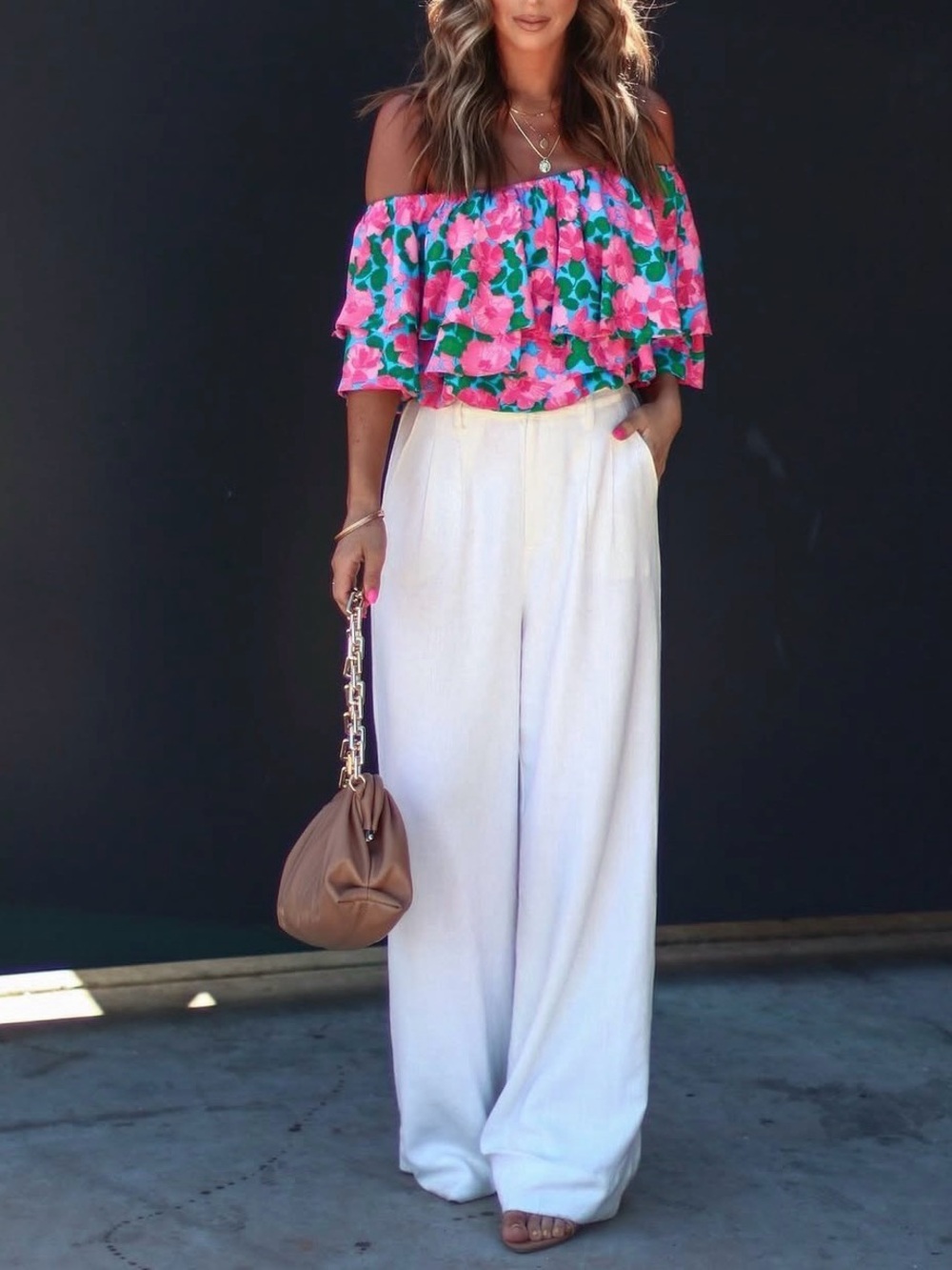 Vici Sugarlips Floral Ruffle Crop Top